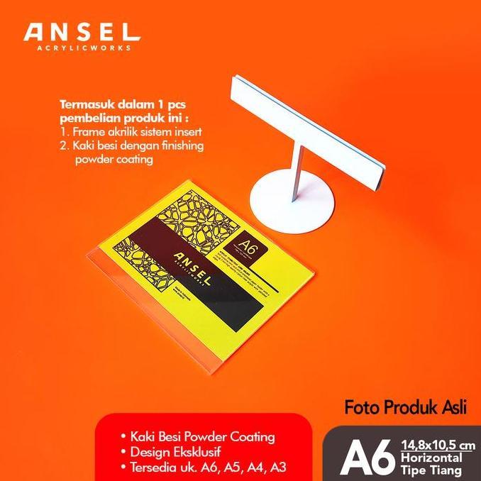 Jual ANSEL Tent Card Akrilik Besi /Tiang A6 Horizontal 14,8x10,5cm ...