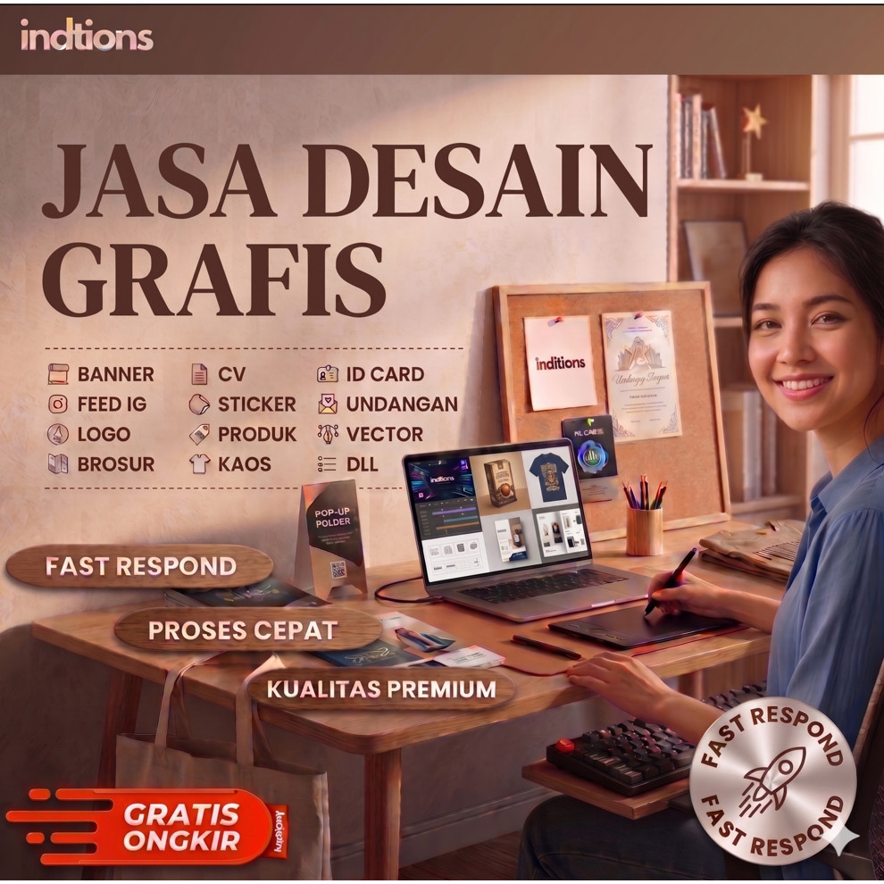 JASA DESAIN GRAFIS, DESAIN LOGO, BANNER, SPANDUK, KAOS, BROSUR, POSTER, STICKER, LABEL, MOCKUP, KEMASAN, DLL