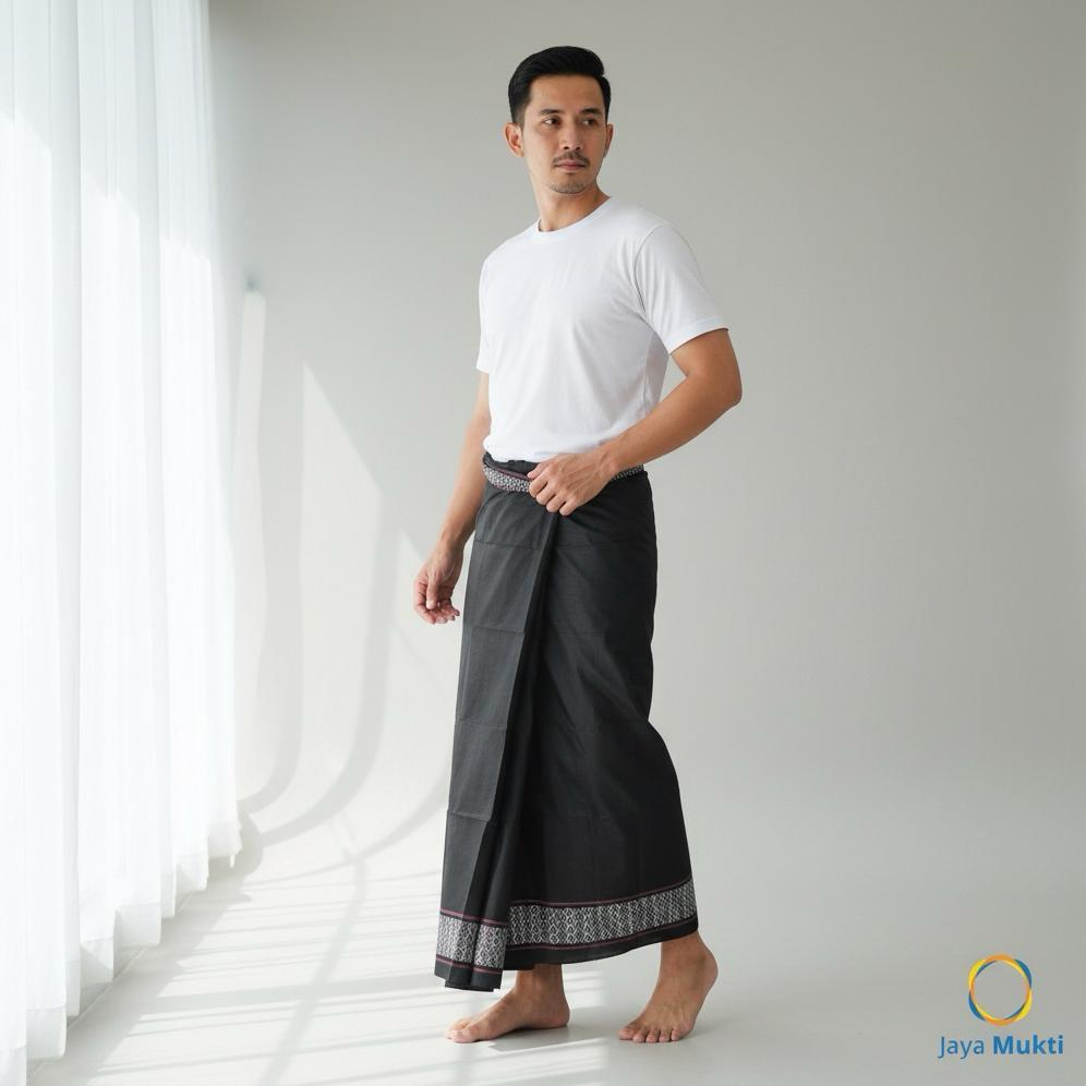 Jual PAKET HEMAT SARUNG TENUN HITAM POLOS DOBBY SABUK KEMASAN DUS ...