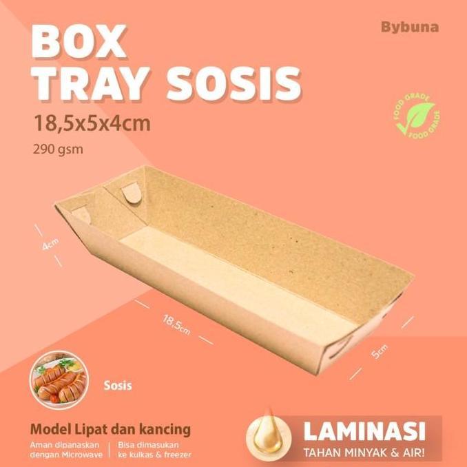 Jual TRAY SOSIS BOX SOSIS BAKAR PACKAGING SOSIS KRAFT LAMINASI ALAS ...