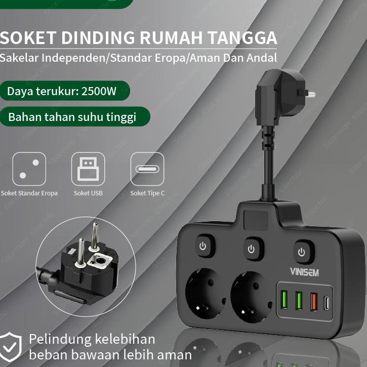 Jual 2500W Power Strip Terpasang Di Dinding Multiprise Strip Daya ...