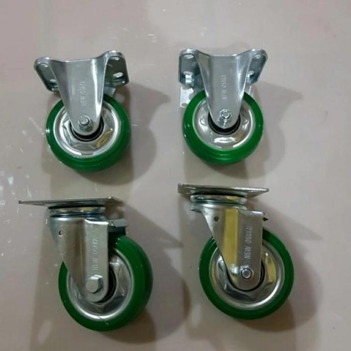 Jual Roda Trolley Pu Osaka 4 Inch (2Putar + 2Mati) | Shopee Indonesia