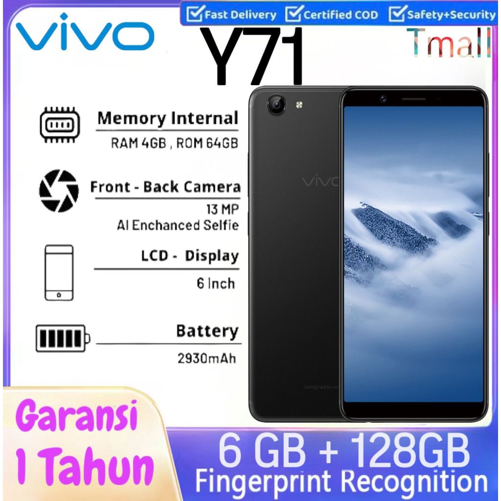 HP VIVO Y71 RAM 6/128GB 4G Android Garansi 1 Tahun[COD]