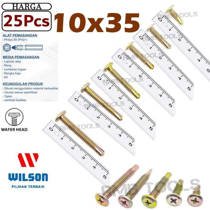 Jual Sekrup Wafer Head 10x35 3.5cm Skrup SDS Roofing Ruping Baja Ringan ...
