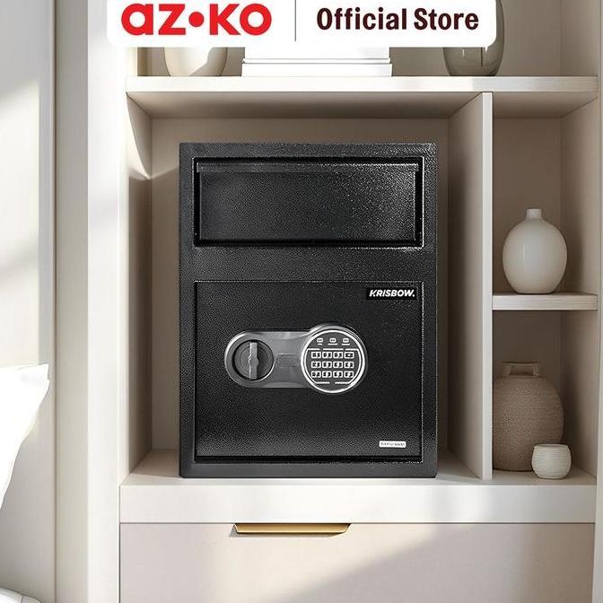 Jual AZKO Krisbow 34.5X30X45.5 cm Brankas Besi Deposit - Hitam | Shopee ...