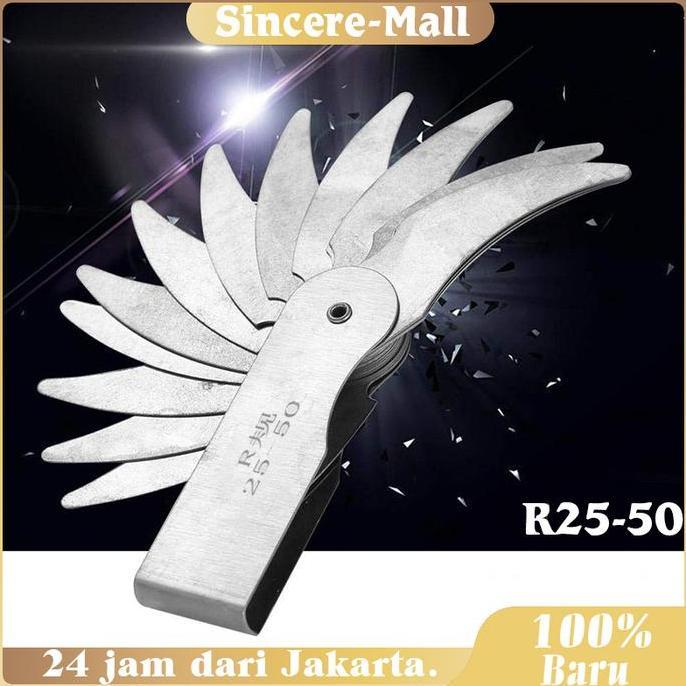 Jual ERTTOLIN Alat Ukur Radius R25-50 Radius Gauge Fillet Concave ...
