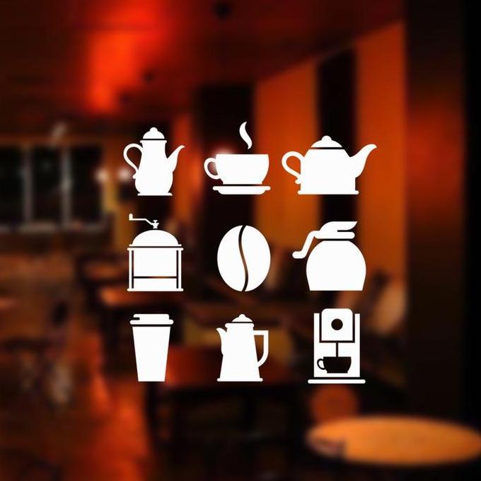 Jual Sticker Icon Kopi Coffee Stiker Dinding Kaca Cafe Rumah Warung ...