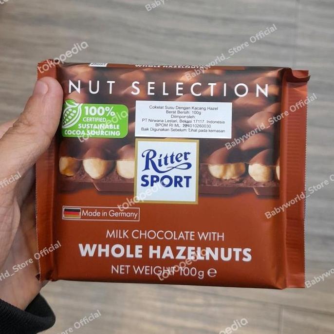 Jual Ritter Sport Milk Chocolate Coklat Whole Hazelnut Import 100Gr ...