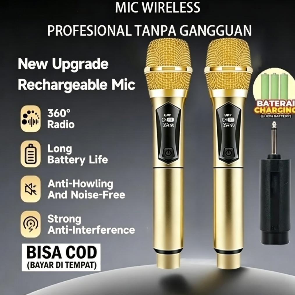 Jual PROMO COD Mic Wireless Double 2 Mic UHF Profesional Anti ...