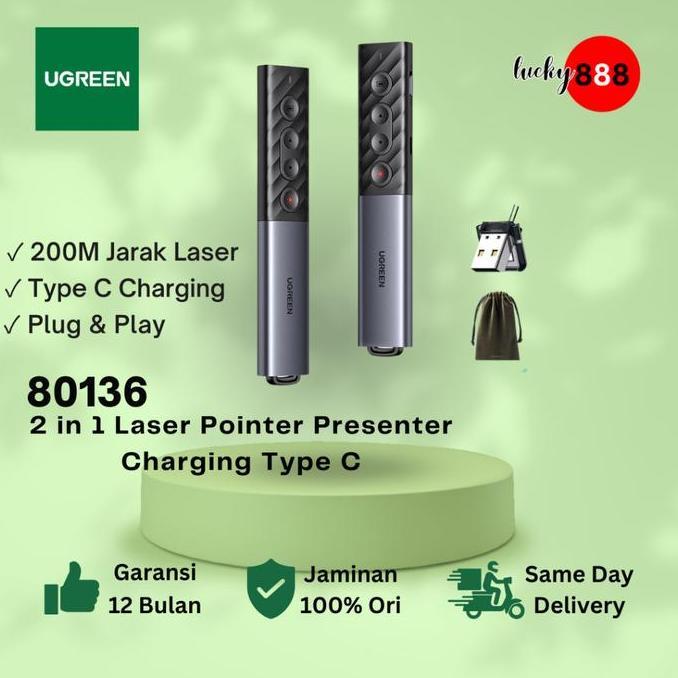 Jual UGREEN Pointer Laser Wireless Presenter Dual Conection Presentasi ...