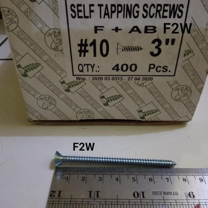 Jual Sekrup Tapping Fab 10X3 Moon Lion Skrup Aluminium Tapping Screw Fh ...