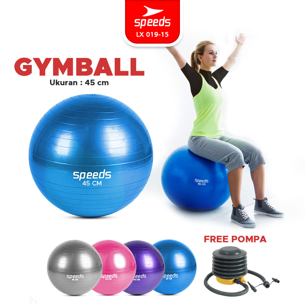 SPEEDS Gym Ball fitness Ukuran 45 cm/Bola yoga alat olahraga (Bonus Pompa) 019-15