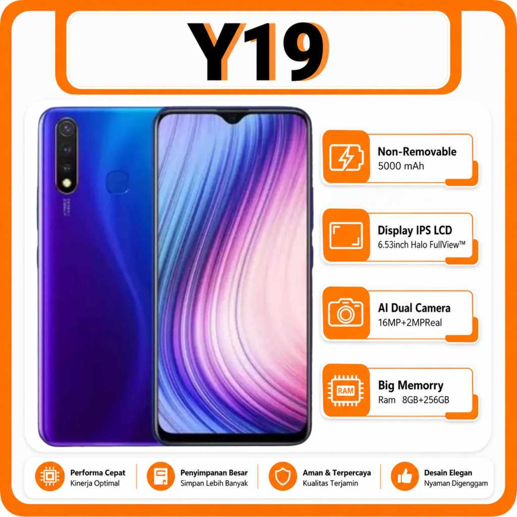 Handphone asli ori Vivo Y19 Smartphone RAM 8/256GB 5000mAh battery 4G LTE