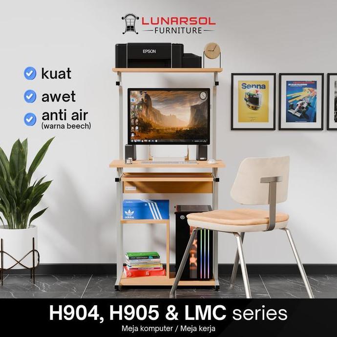 Jual Meja Komputer Kayu LUNARSOL LMC HUGA dengan keyboard Rangka Besi ...