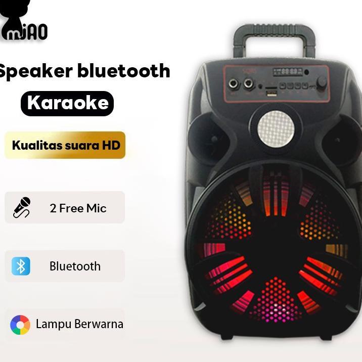 Jual Speaker Bluetooth 9" Portable Super Bass + Bonus 2 Mic/1 Mic ...