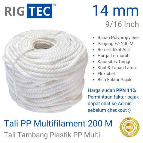 Jual Tali Tambang Plastik PP Multifilament 9/16 Inch 14 mm 200 Meter ...