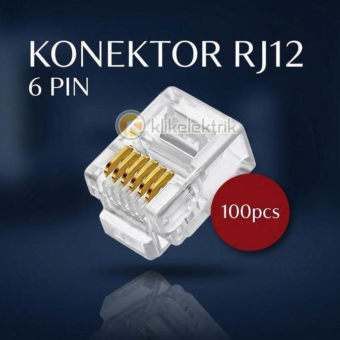 Jual 100pcs PIN RJ12 6P 6C KONEKTOR TELEPON FAX PABX CONNECTOR RJ 12 ...