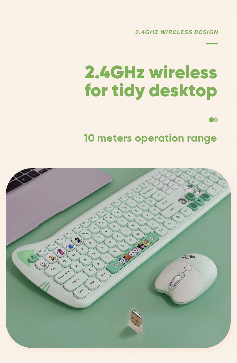 Jual MOFii Wireless Keyboard Mouse Set 2.4G Plus Meow Cute | Shopee ...