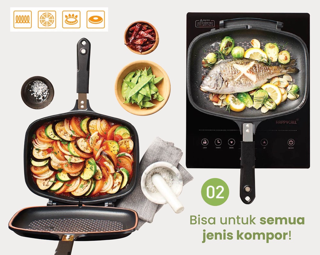 Happycall Double Pan IH Synchro - Jumbo Grill