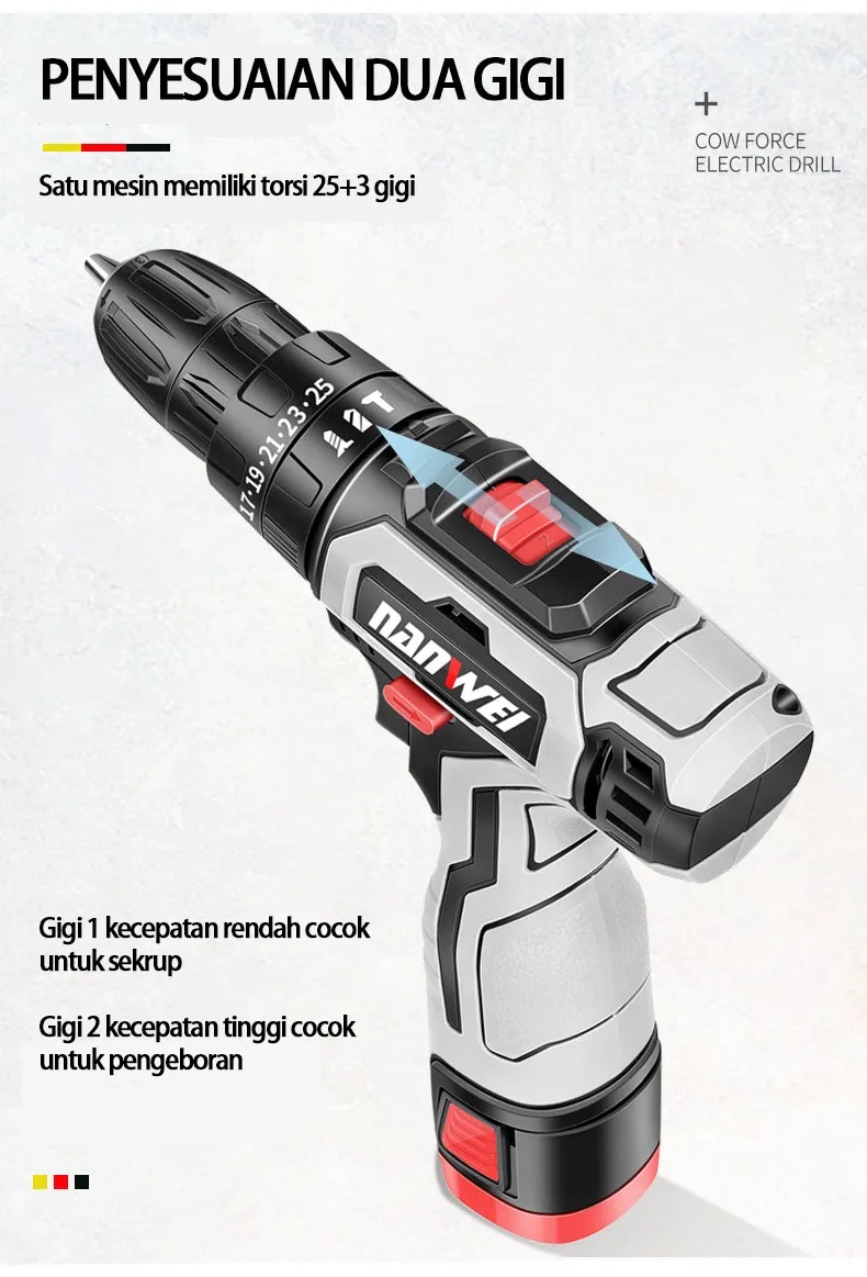 Jual NANWEI - Mesin Bor Cordless/Bor Baterai/ Bor Listrik/Beton Besi ...