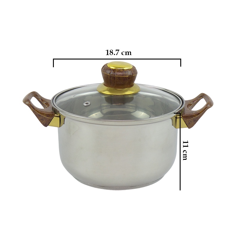 Jual ROSH Panci / Wajan Dengan Tutup Kaca 18.7 - 26 CM Sauce Pot ...