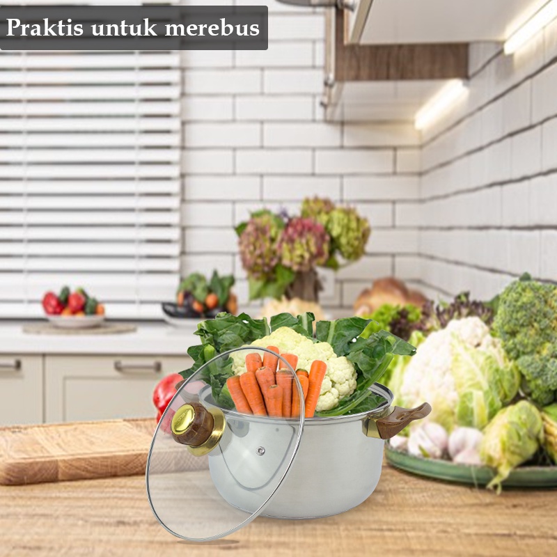 Jual ROSH Panci / Wajan Dengan Tutup Kaca 18.7 - 26 CM Sauce Pot ...