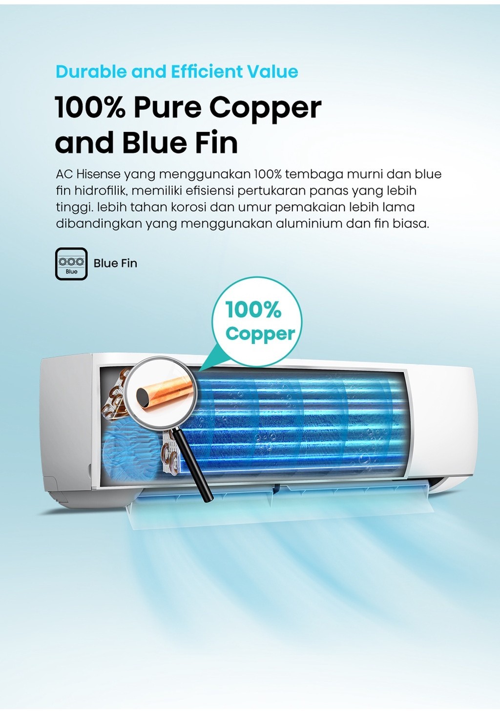Jual Hisense AC Air Conditioner Standard 1 PK AN09CEG (Indoor+Outdoor