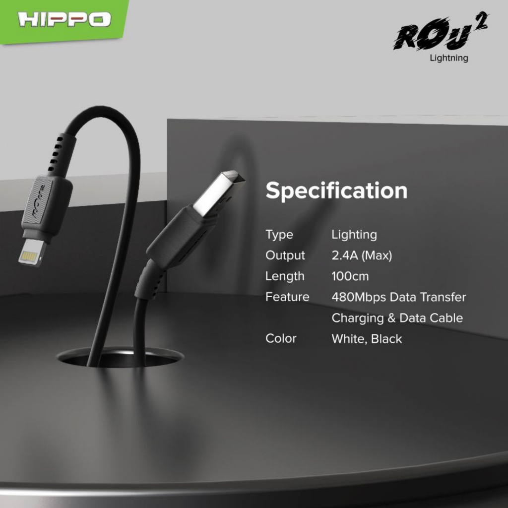 Jual Hippo Rou2 Kabel data charger Micro, type C dan Lightning 2.4A ...