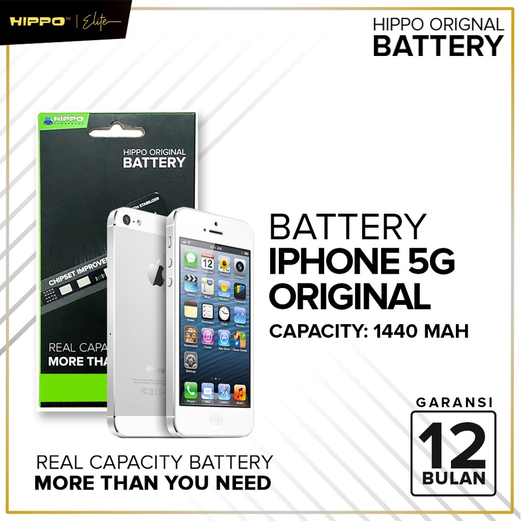 Jual Hippo Baterai Original iPhone 5 / 5G 1440mAh Original Cell Battery ...