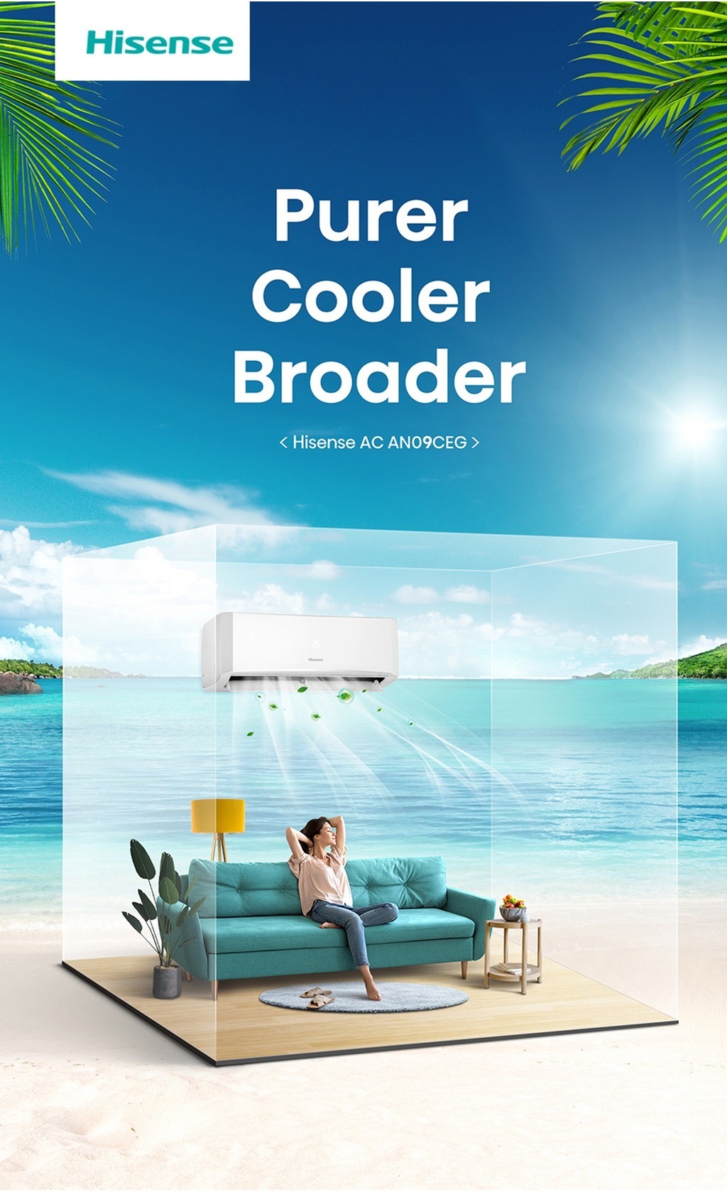 Jual Hisense AC Air Conditioner Standard 1 PK AN09CEG (Indoor+Outdoor
