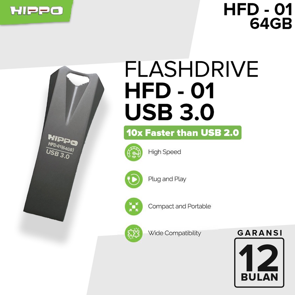 Jual Hippo Flashdisk Metal 64GB HFD-01 USB 3.0 150MB/s HIGH SPEED Flash ...