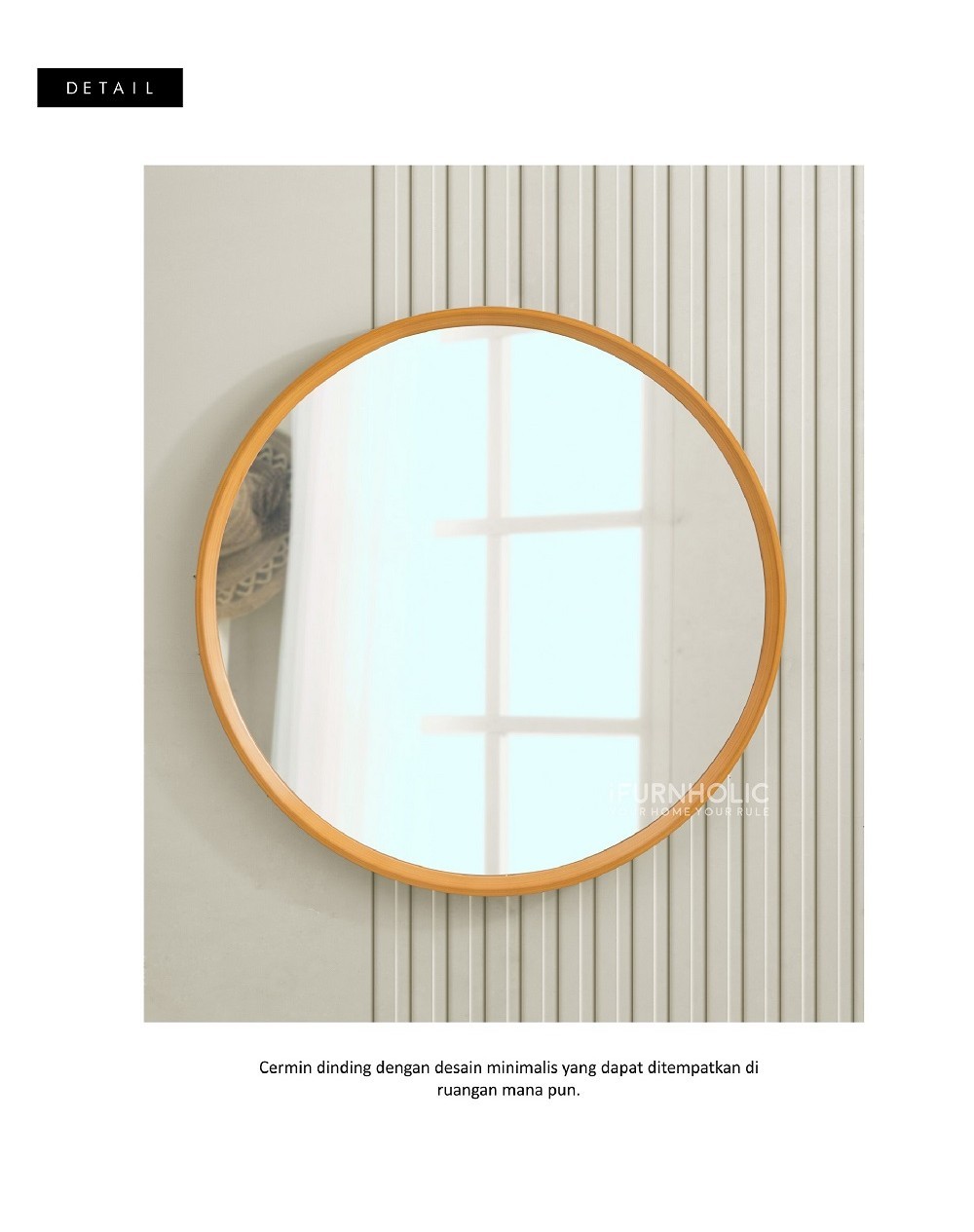 Jual IFURNHOLIC Wanda Round Mirror 60 | Cermin Dinding Kaca Bulat Besar ...