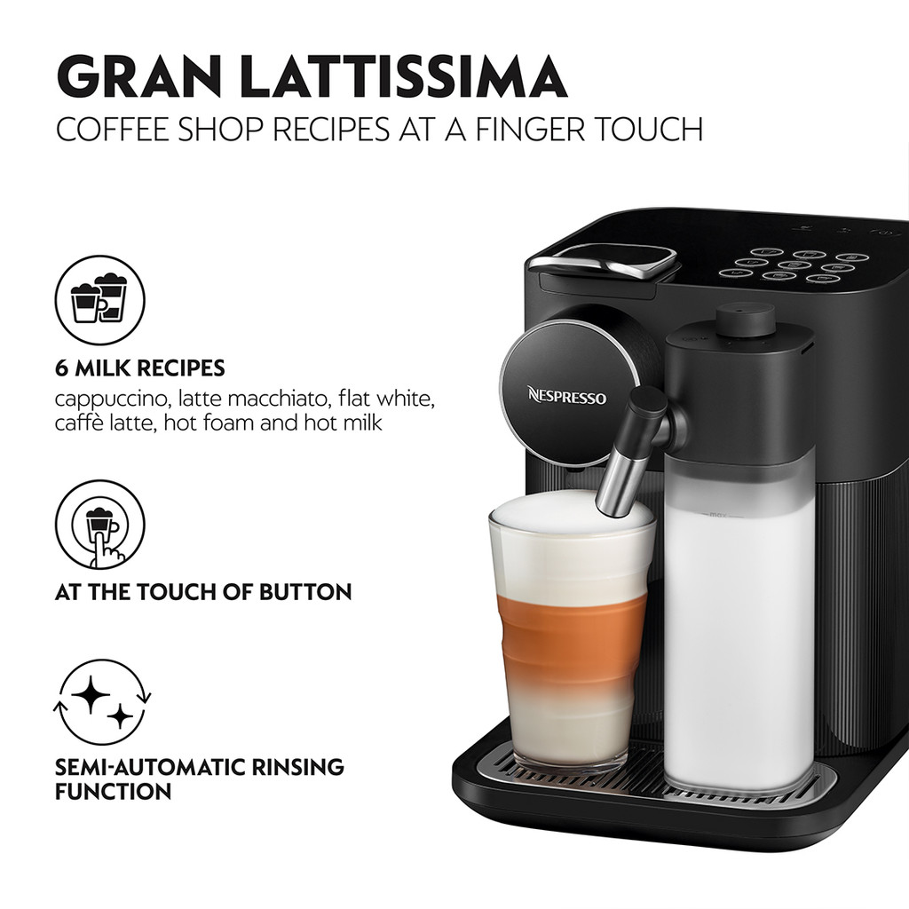 NESPRESSO Gran Lattissima Coffee Machine, Black (Mesin Kopi)