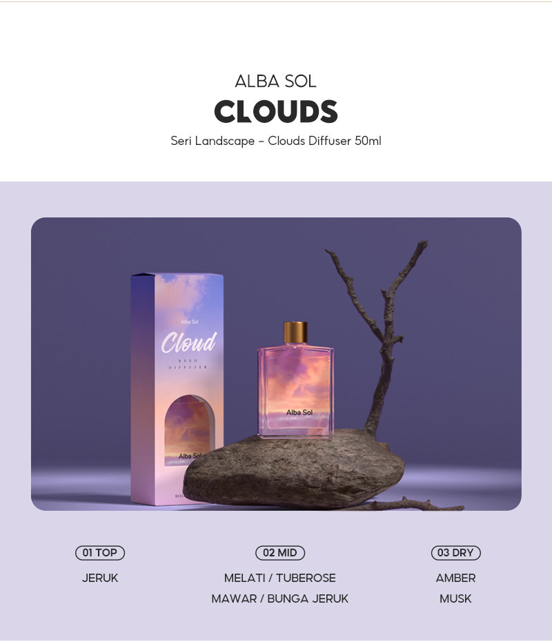 Jual OHSOME Alba sol Landscape Series Clouds reed diffuser 50ml/Clouds ...