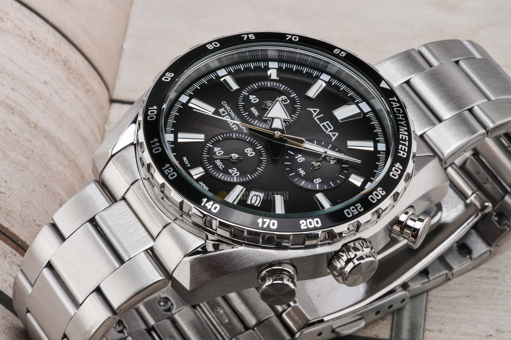 Jual Jam Tangan Pria Alba Signa AX7003X1 Men Chronograph Black Dial ...