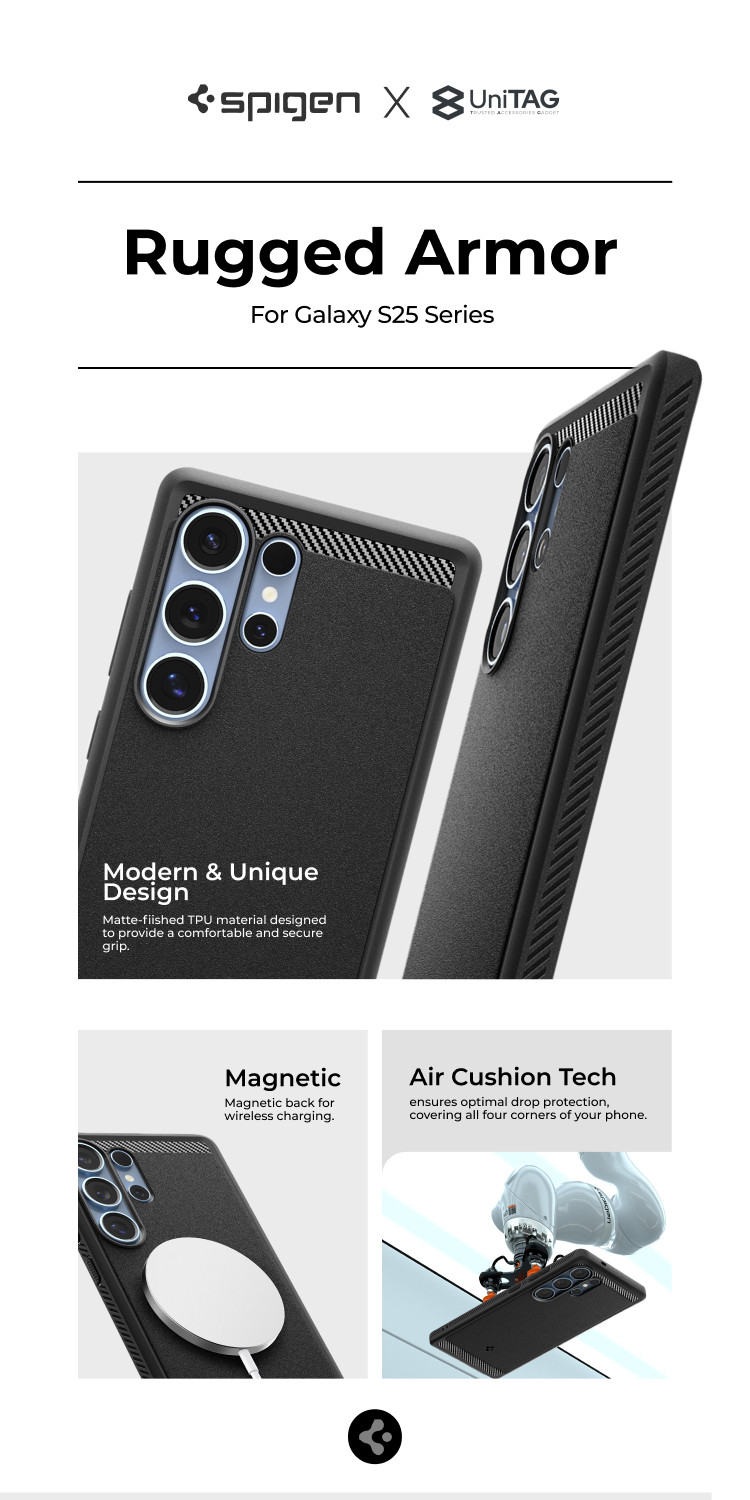Case Samsung Galaxy S25 Ultra Plus Spigen Rugged Armor Magnetic MagSafe  Anti Crack Carbon Casing