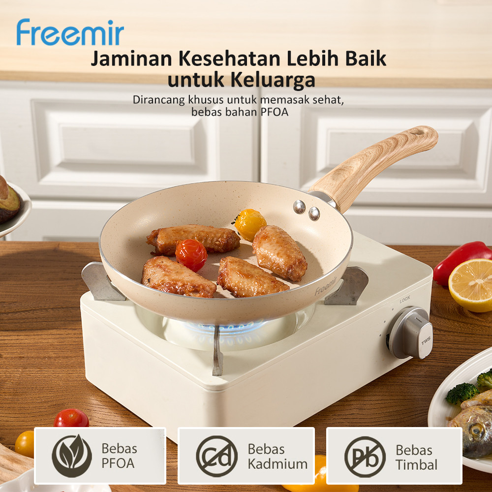 Jual freemir Frying Pan Penggorengan 20cm Anti Lengket Beige Gagang ...
