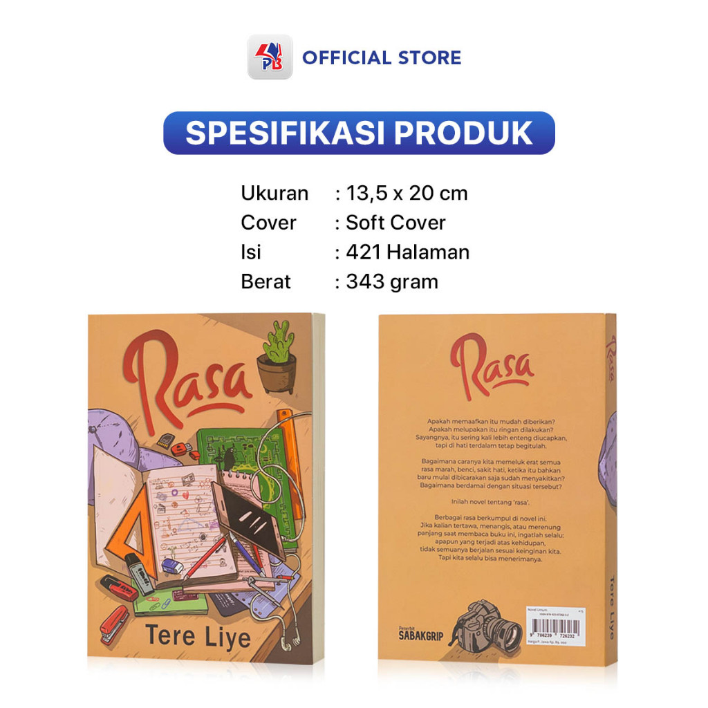 Jual Buku Novel Tere Liye - Rasa / Softcover Ukuran 13.5 x 20 cm ...
