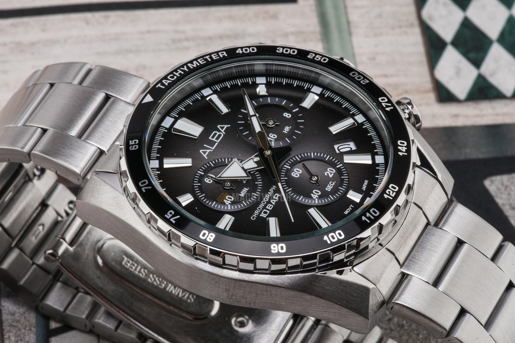 Jual Jam Tangan Pria Alba Signa AX7003X1 Men Chronograph Black Dial ...