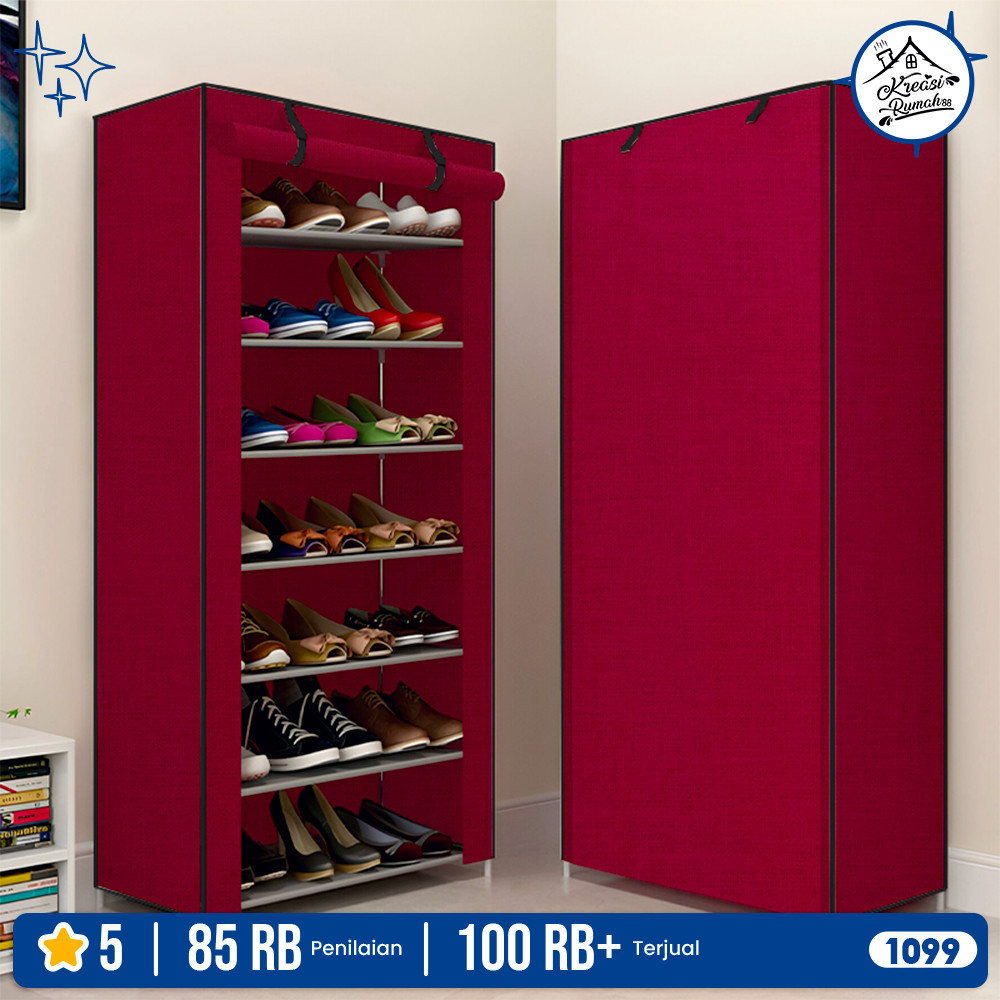 Jual Rak Sepatu cm 60 X 160 Susun Rakitan / Shoes Rack with Dust Cover ...