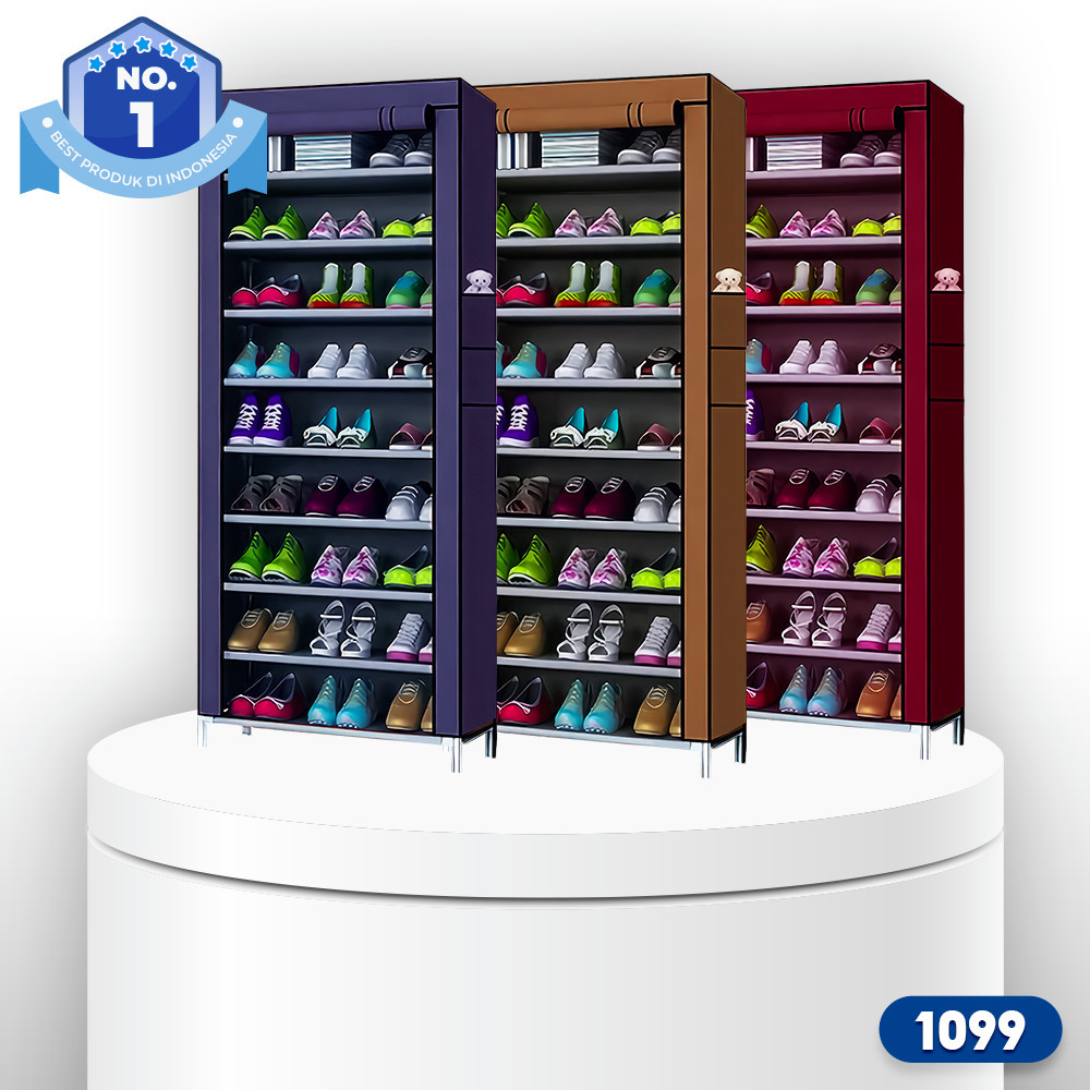 Jual Rak Sepatu cm 60 X 160 Susun Rakitan / Shoes Rack with Dust Cover ...