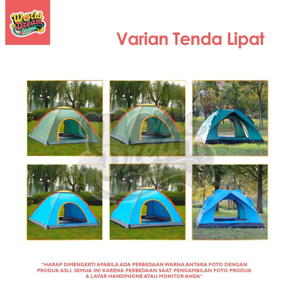Jual Worldream Tenda Kemping Kapasitas 2-4 Orang Tenda Otomatis Outdoor