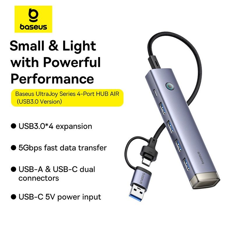 Jual Baseus USB Hub UltraJoy Series 4-Port HUB AIR Space Grey Konektor ...