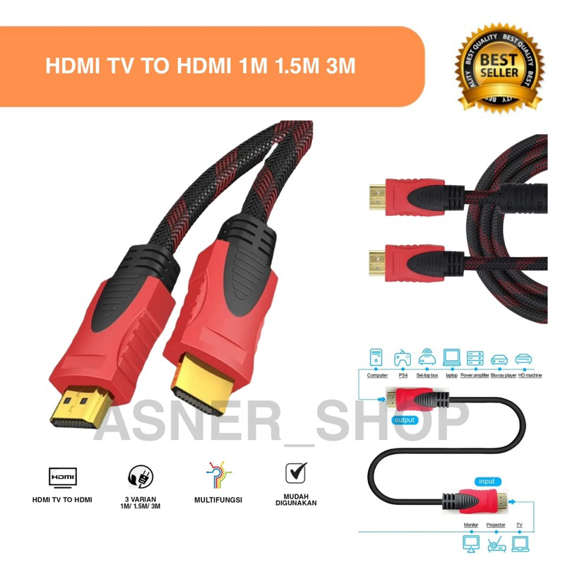 Jual Kabel HDMI SET TOP BOX TV To HDMI 1M / 1.5M / 3M STB Serat Jaring