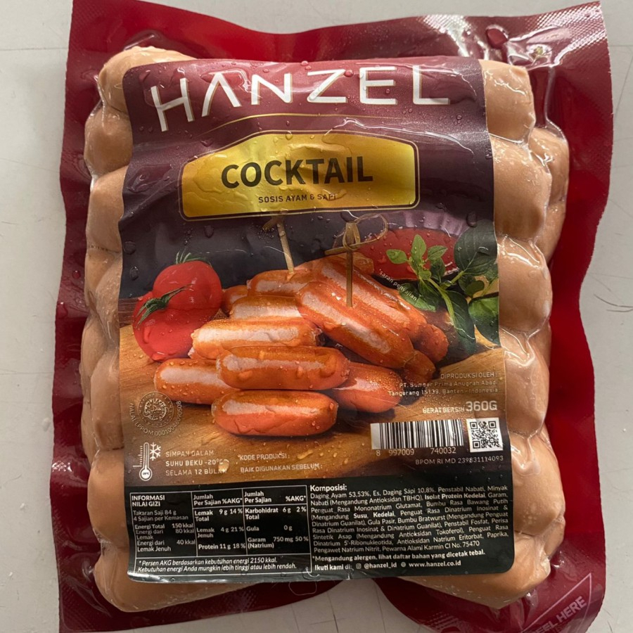 Jual HANZEL Cocktail 360 Gram / Sosis Ayam & Sapi / Sosis Kombinasi ...