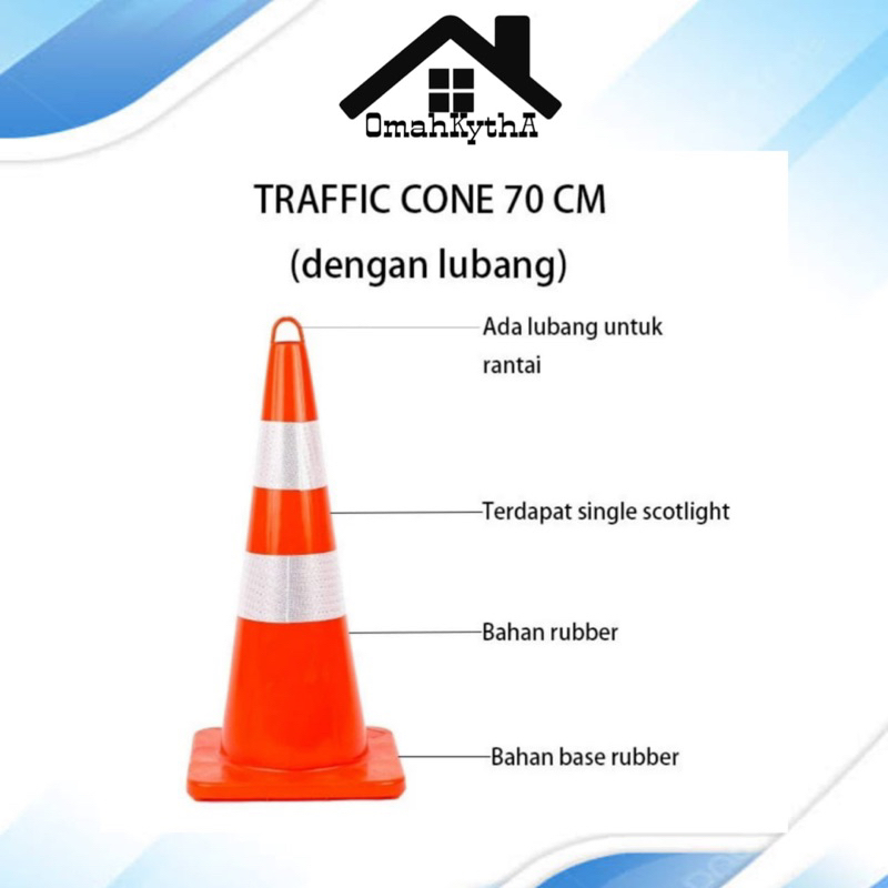 Jual Traffic Cone Rubber 70cm With Hole / Pembatas Jalan | Shopee Indonesia