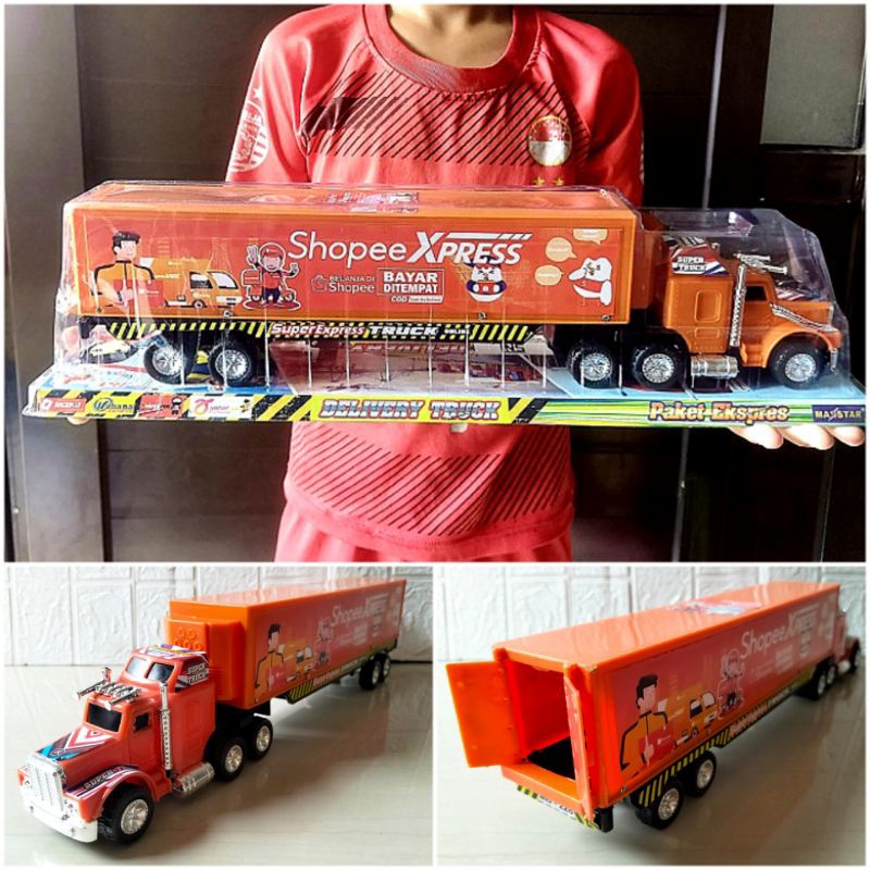 Jual Mainan Truk Kontainer Kurir Ekspedisi Orange Petikemas Panjang ...