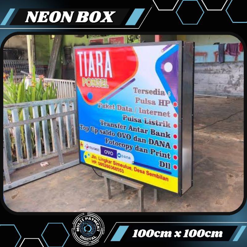 Jual NEON BOX KOTAK 2SISI / PAPAN NAMA TOKO 100CM X 100CM | Shopee ...