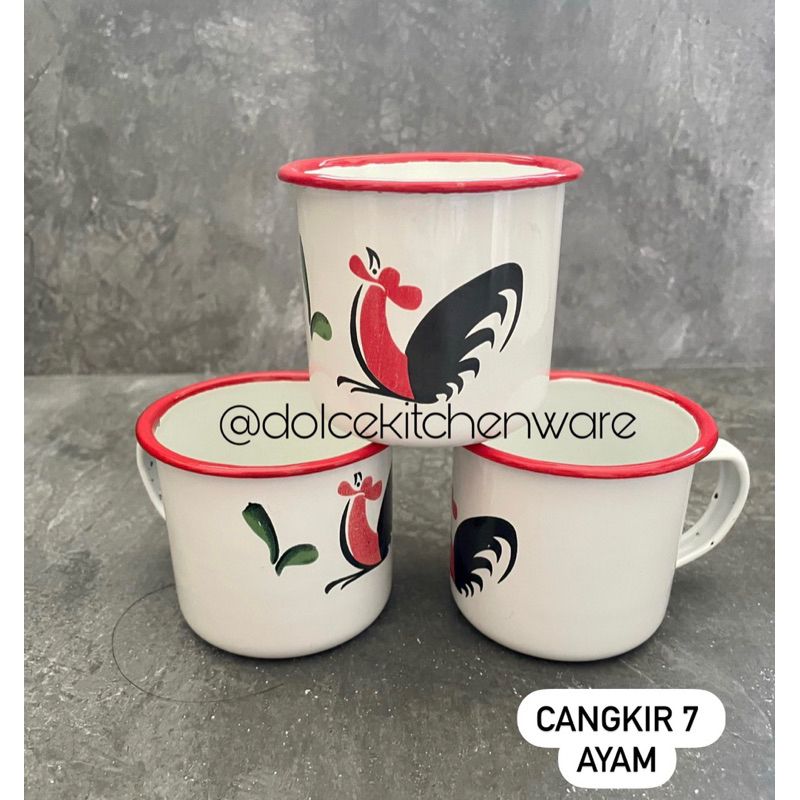 Jual Cangkir Enamel Seng Jadul Kaleng Ayam Cm Lis Merah Shopee Indonesia