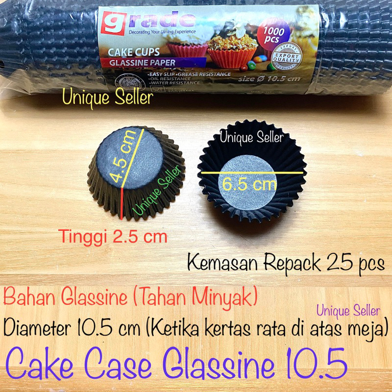 Jual 25 pcs cake case 10 5 glassine hitam diameter alas 4 5 cm grade